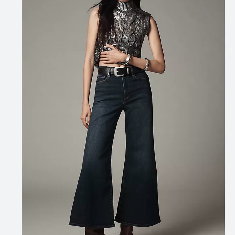 Frame Le Palazzo Crop Flared Dark Blue Jeans size 27